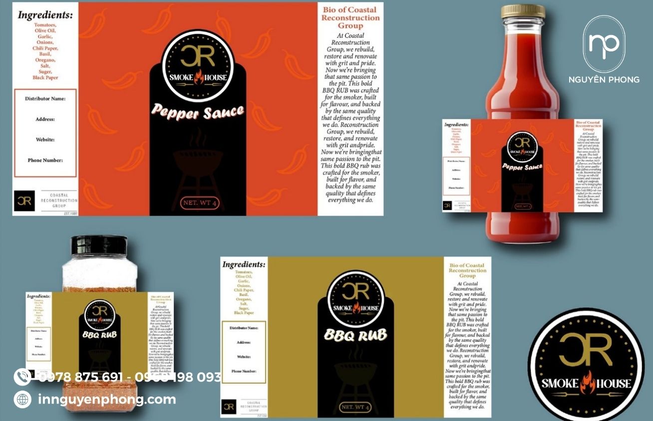 Mẫu tem dán gia vị in đầy đủ thông tin chi tiết